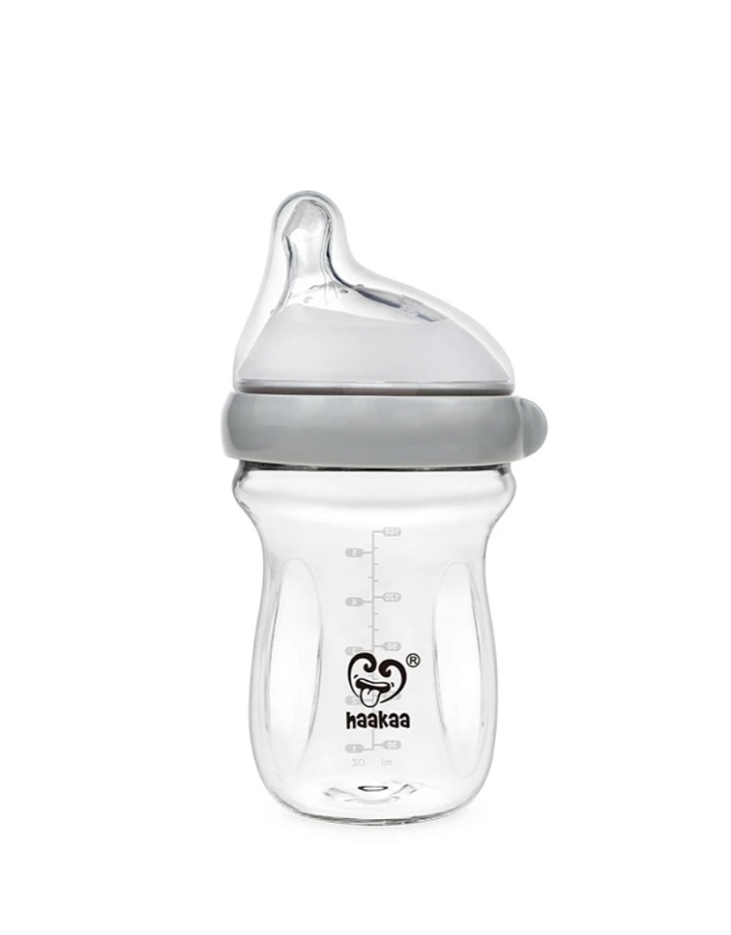 Haakaa glass baby bottle grey 180ml