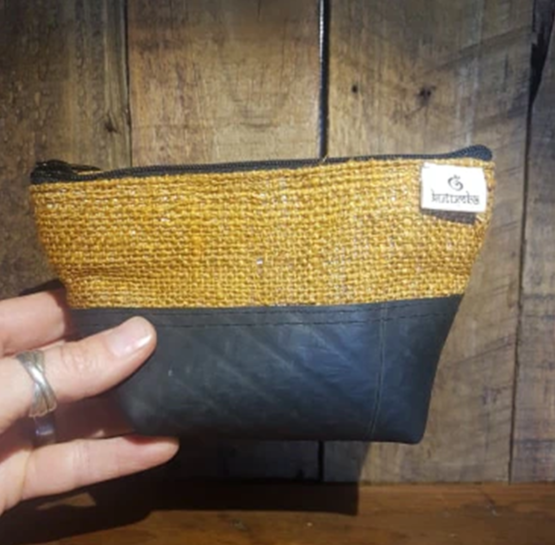 Natural Hemp and rubber purse Mustard