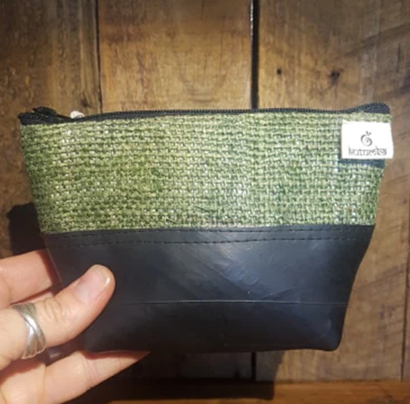 Natural Hemp and rubber purse Olive